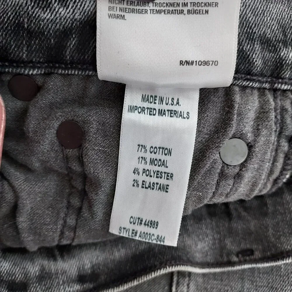 Agolde Sophie Hi Rise Skinny Raw Hem Washed Black/Gray Jeans Size 25